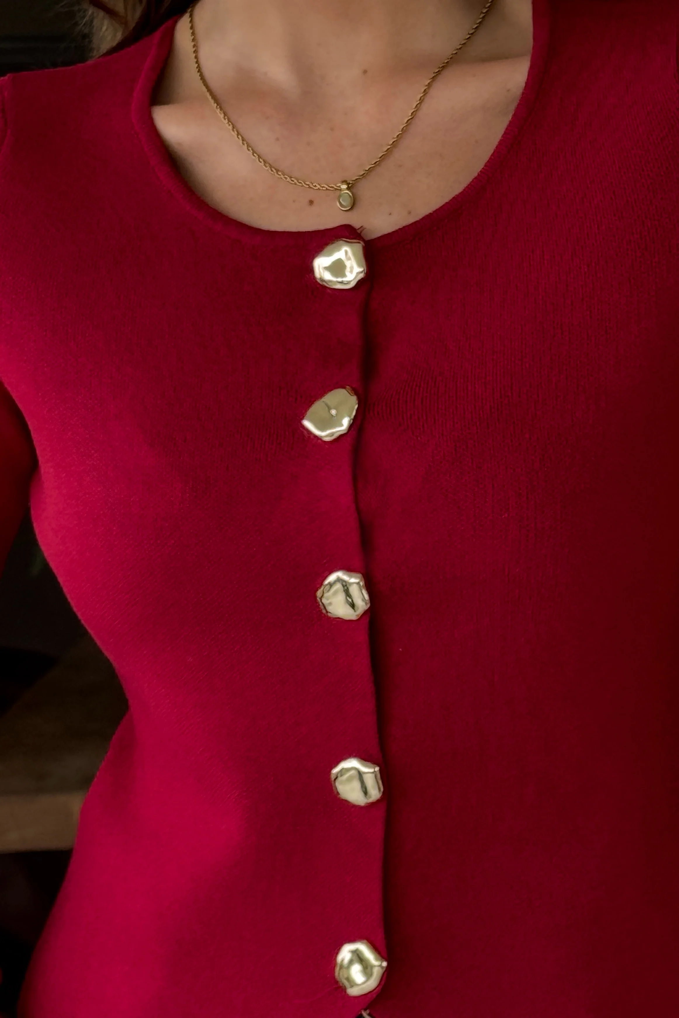 Tirza Classic Knitted Waistcoat Red - Image 4