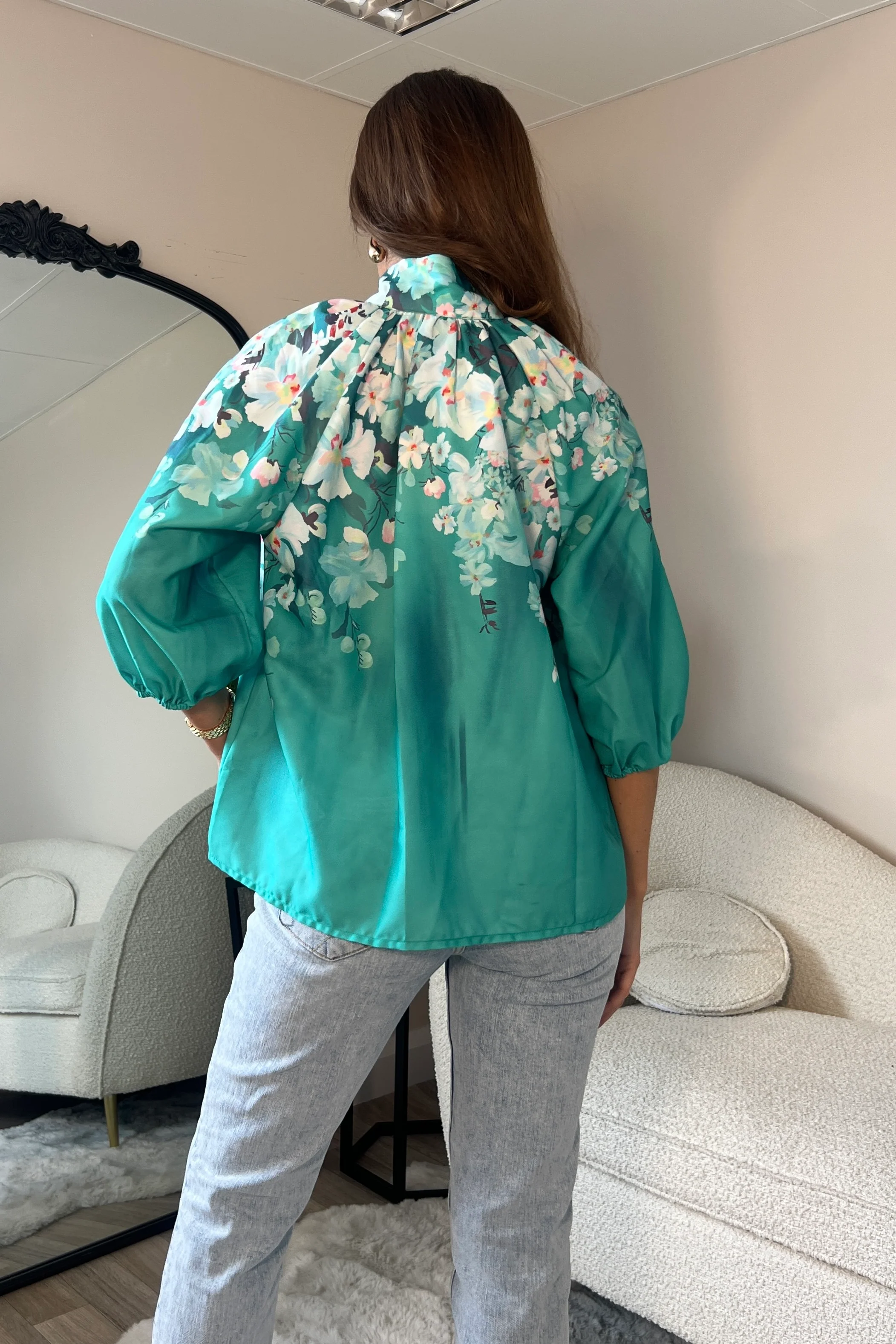 Tracey Balloon Sleeve High Neck Blouse - Image 6