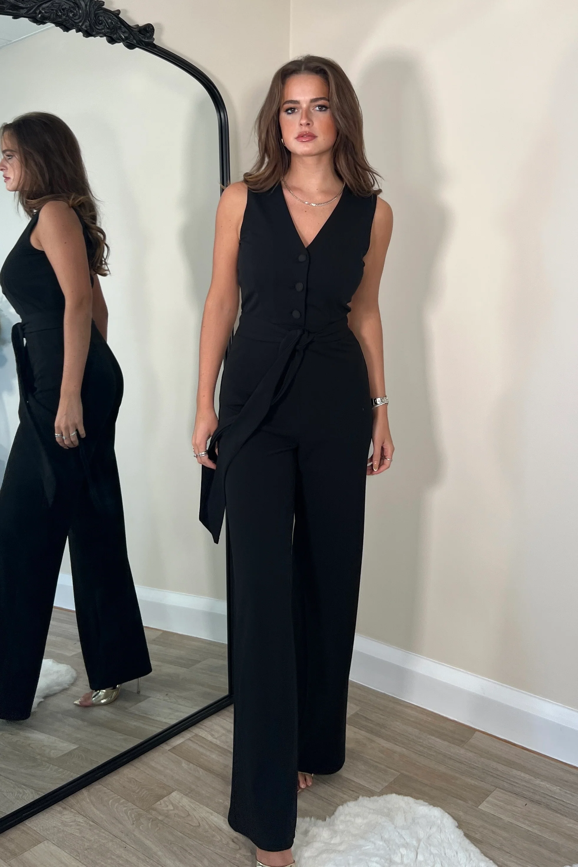 Trisha Tailored Waistcoat Jumpsuit Black - Image 3