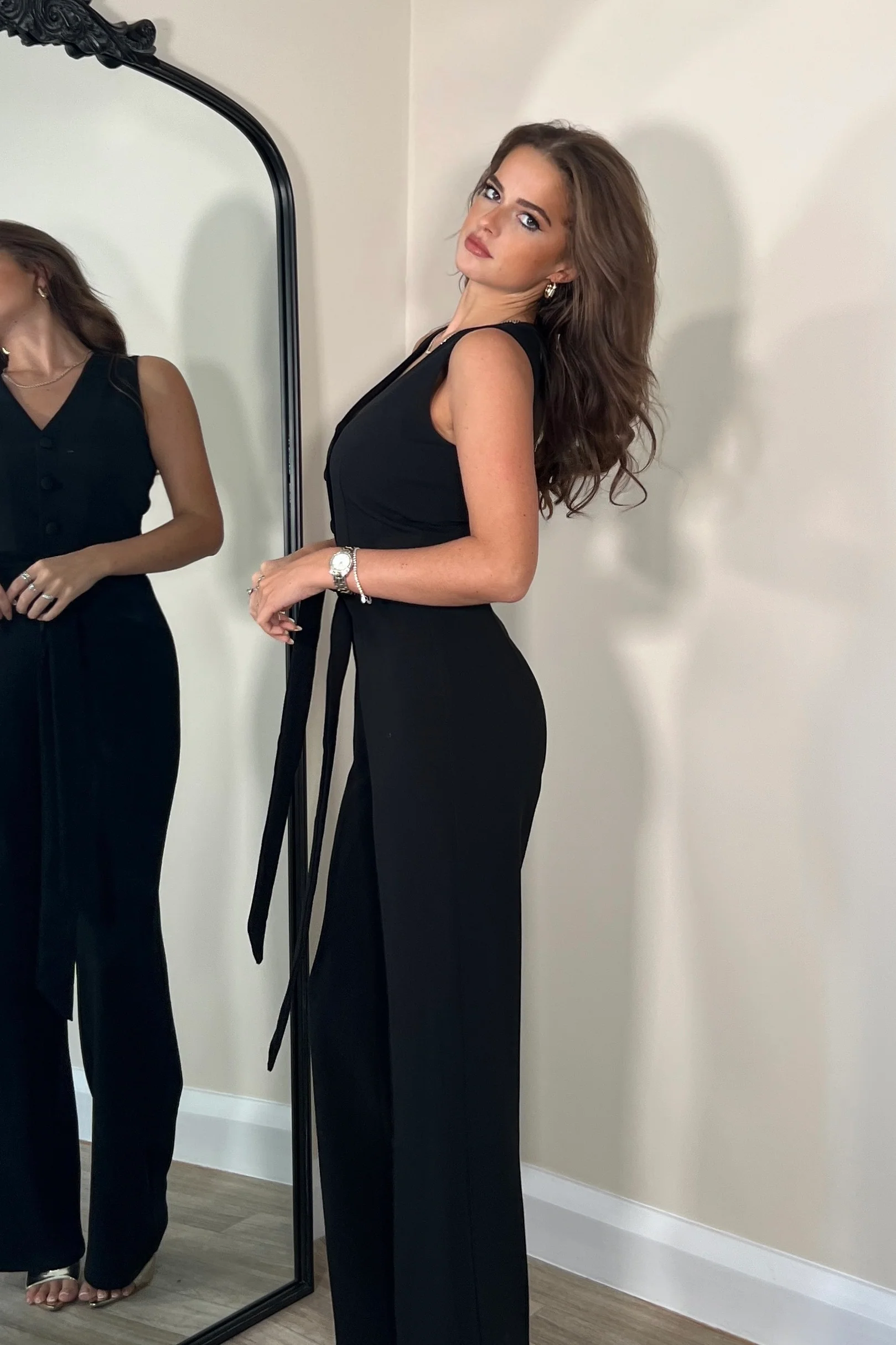 Trisha Tailored Waistcoat Jumpsuit Black - Image 4