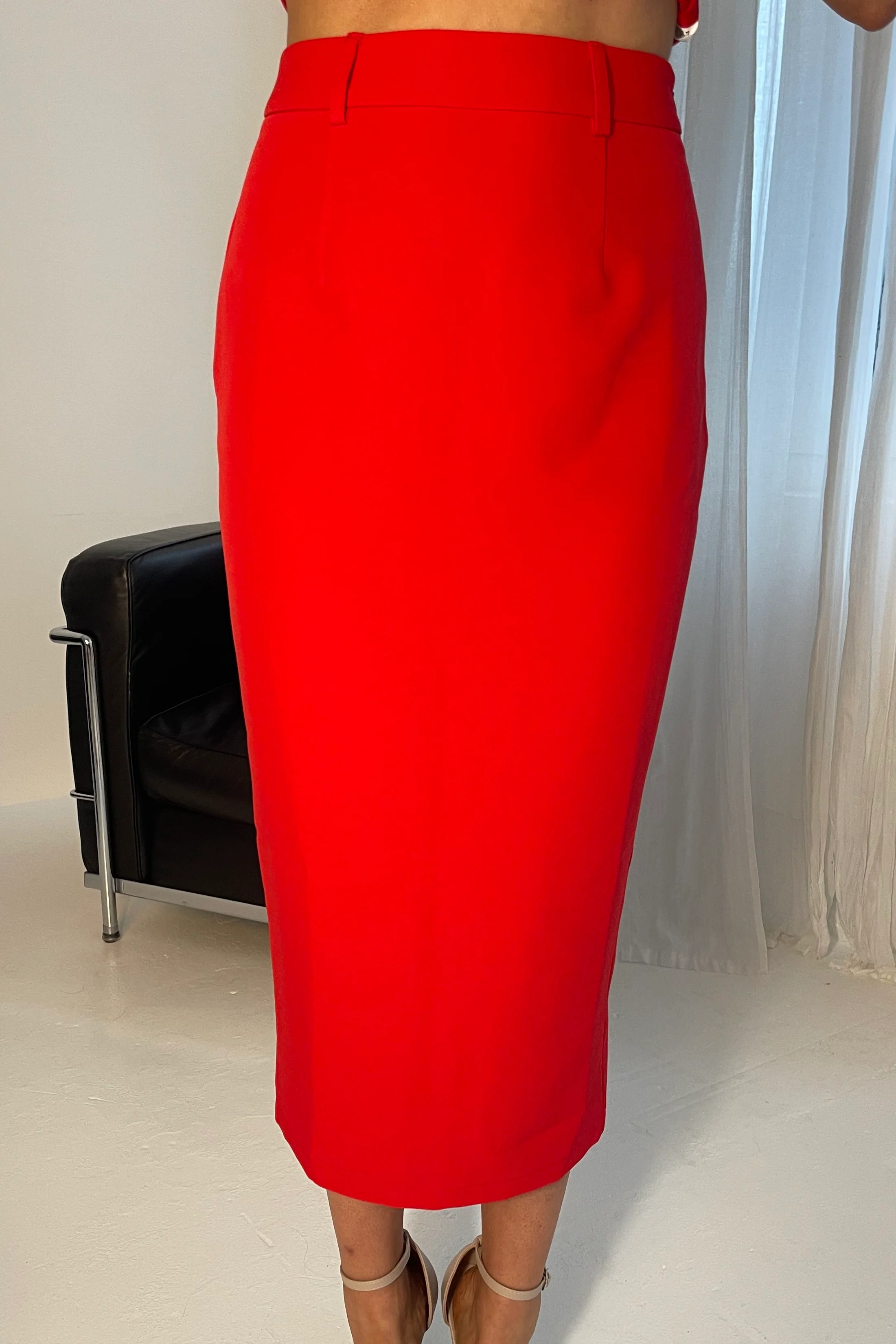 Vicky Reversible Tailored Midi Skirt Red - Image 3