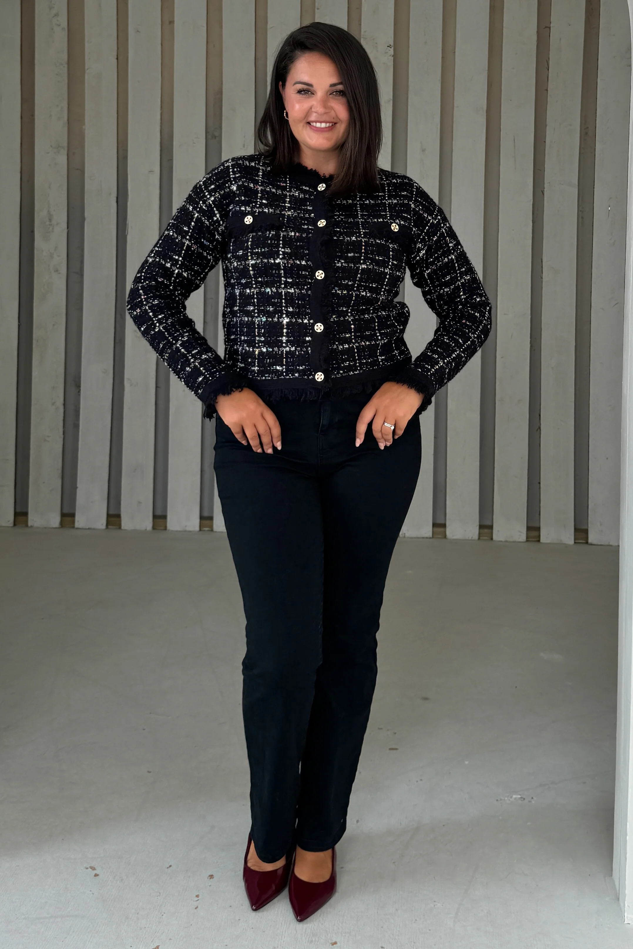 Zya Black Knit Gold Button Jacket - Image 4