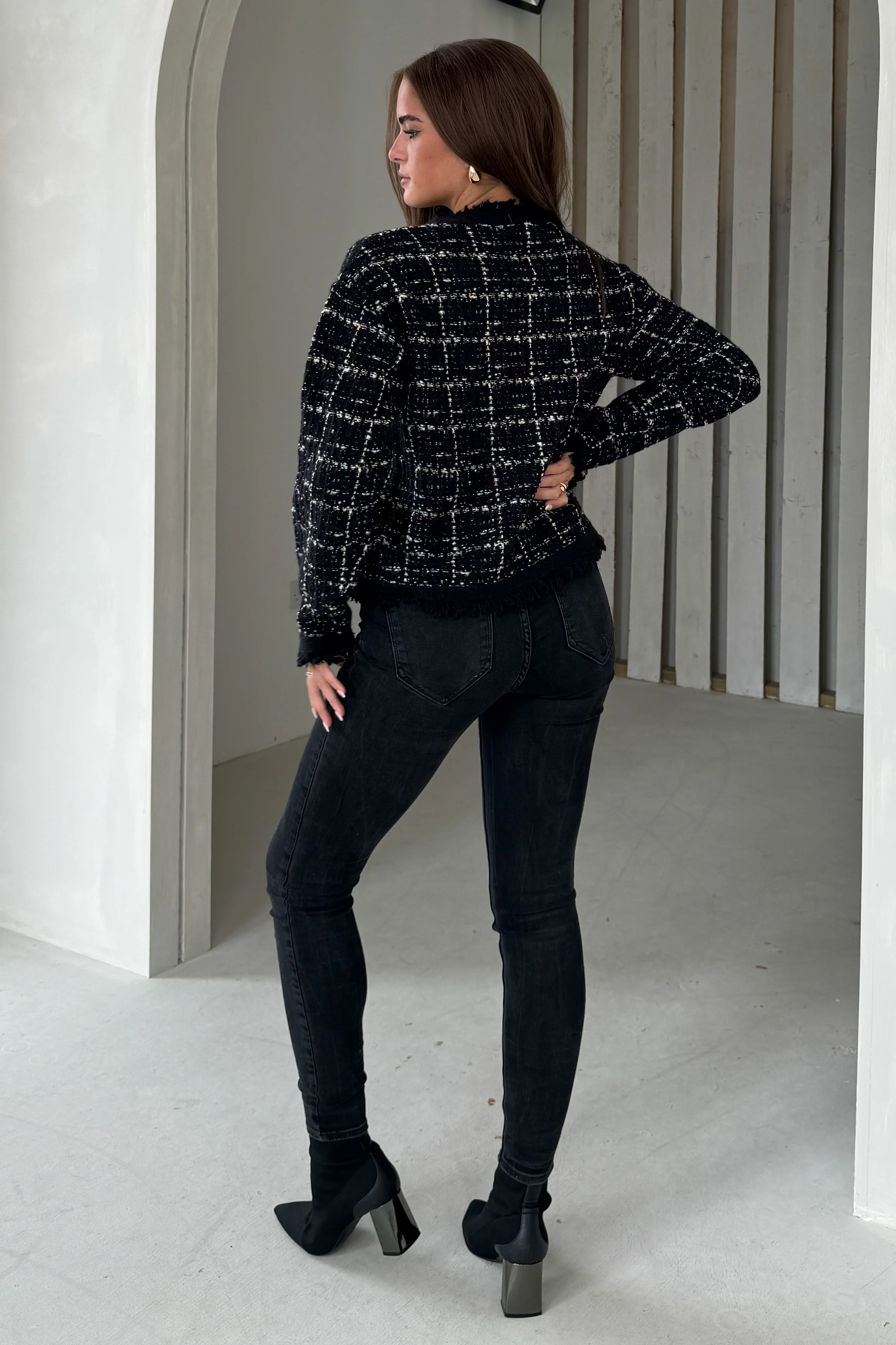 Zya Black Knit Gold Button Jacket - Image 8